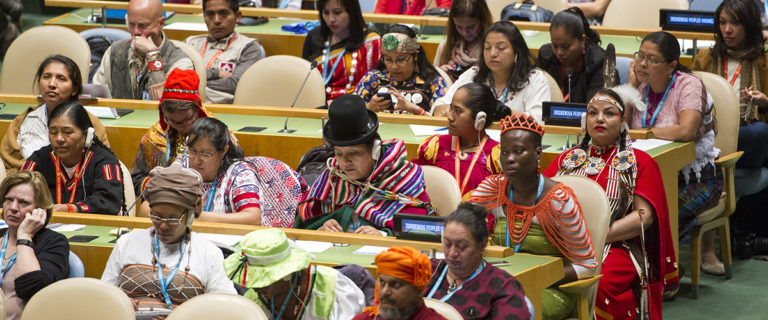 Participants a la cerimònia inaugural del Fòrum sobre temes Indígenes, ONU. Foto Rick Bajornas